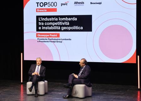 Giuseppe Pasini con il vice direttore di Bresciaoggi - foto OnlyCrew/Filippo Venezia